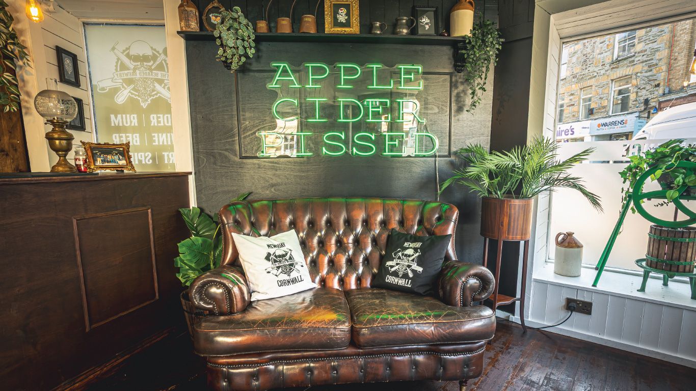 The Bearded Brewery - Newquay, seating next to the bar