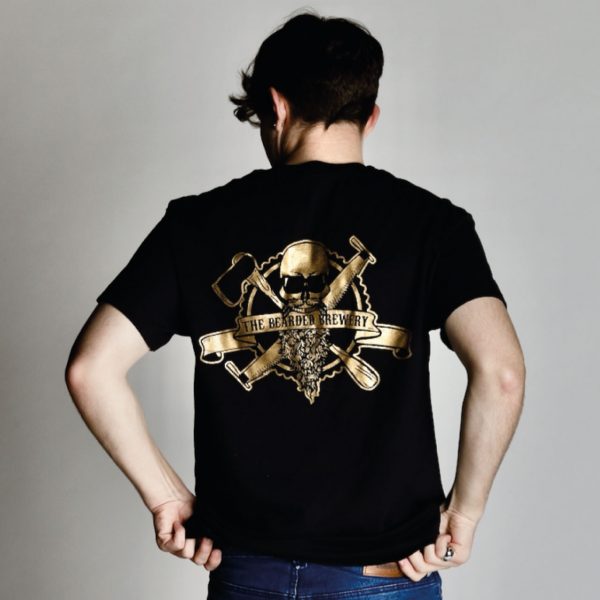 The Bearded Brewery Gold Logo Black T-Shirt, Back